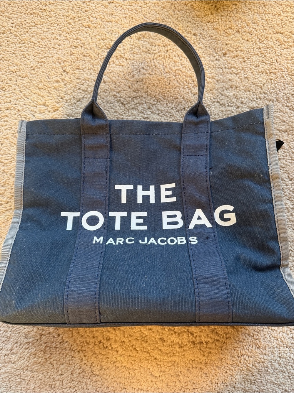 🛍️ PURSE SALE - MIDNIGHT SUNDAY!!!🛍️ Navy Canvas Tote with Bold Logo - Large